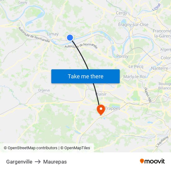 Gargenville to Maurepas map