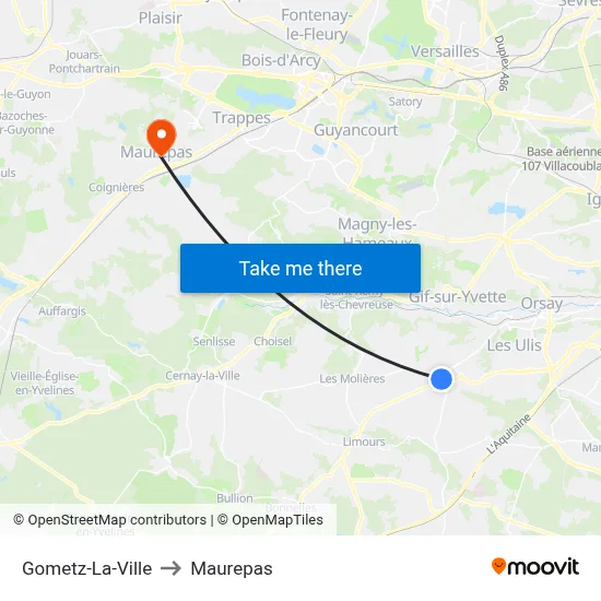 Gometz-La-Ville to Maurepas map