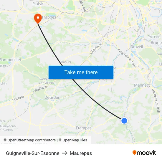 Guigneville-Sur-Essonne to Maurepas map