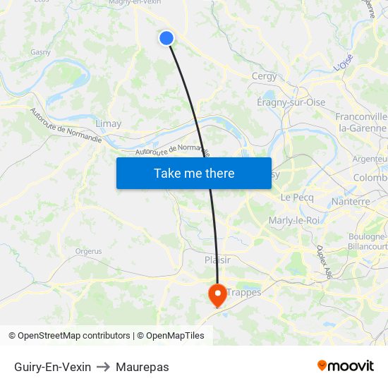 Guiry-En-Vexin to Maurepas map