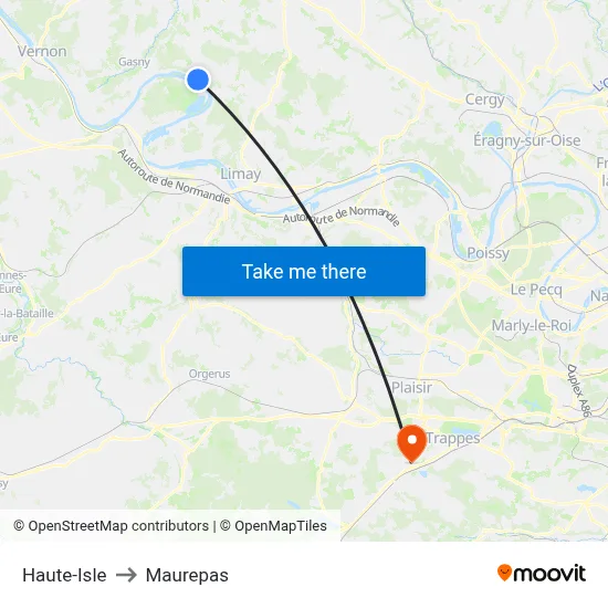 Haute-Isle to Maurepas map