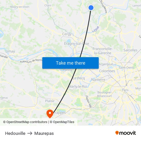 Hedouville to Maurepas map