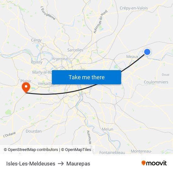 Isles-Les-Meldeuses to Maurepas map