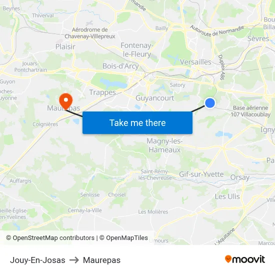 Jouy-En-Josas to Maurepas map