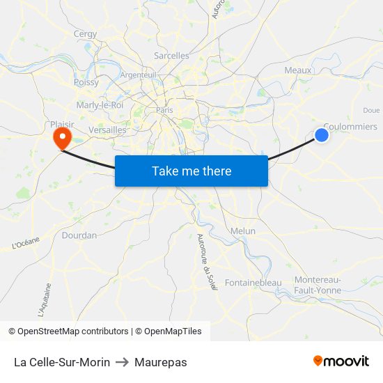 La Celle-Sur-Morin to Maurepas map