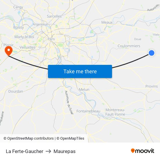 La Ferte-Gaucher to Maurepas map