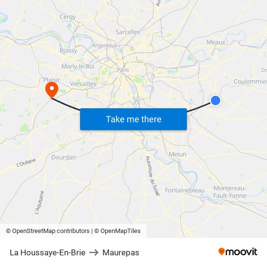 La Houssaye-En-Brie to Maurepas map