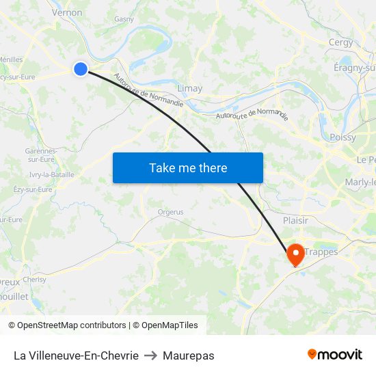 La Villeneuve-En-Chevrie to Maurepas map