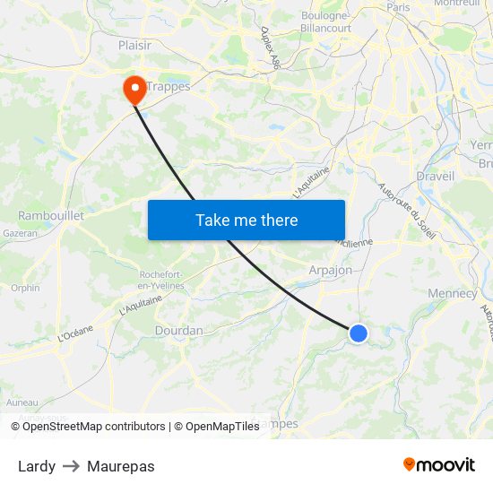 Lardy to Maurepas map