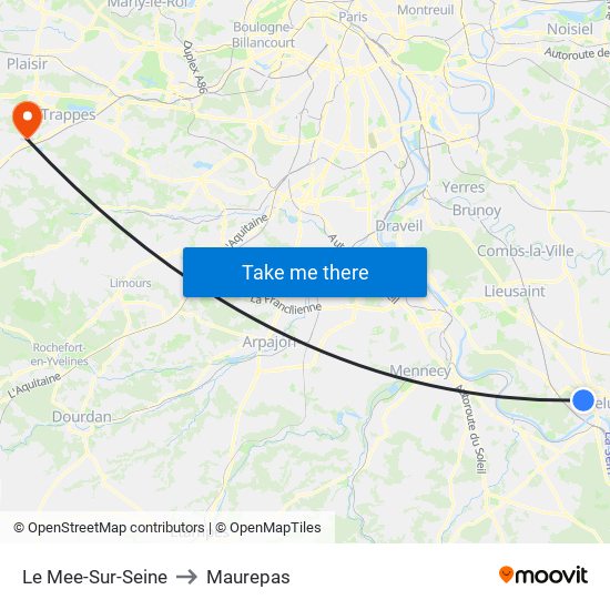 Le Mee-Sur-Seine to Maurepas map