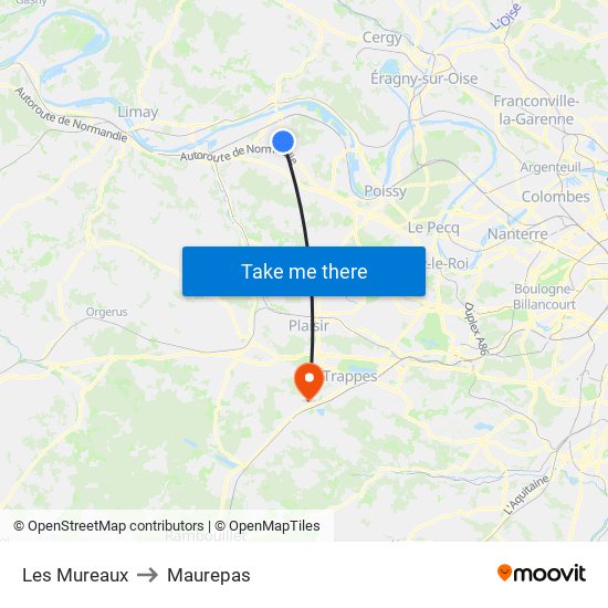 Les Mureaux to Maurepas map