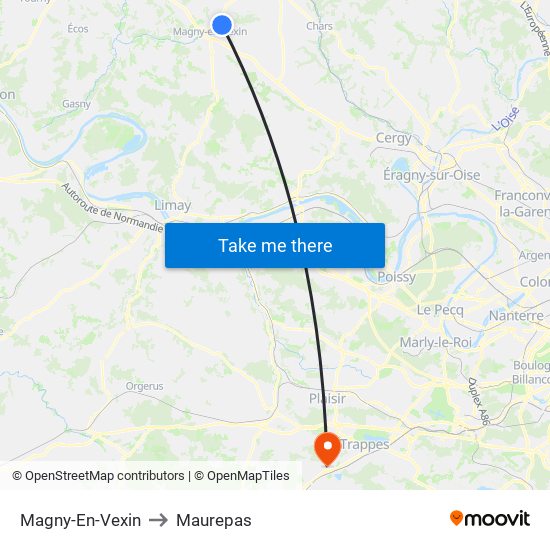 Magny-En-Vexin to Maurepas map