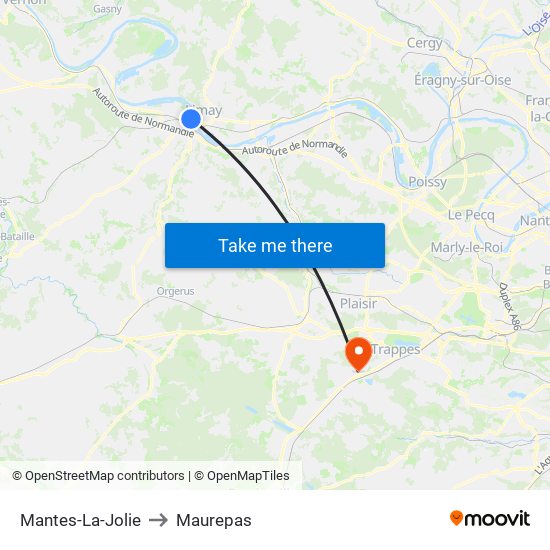 Mantes-La-Jolie to Maurepas map