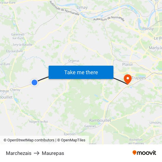 Marchezais to Maurepas map