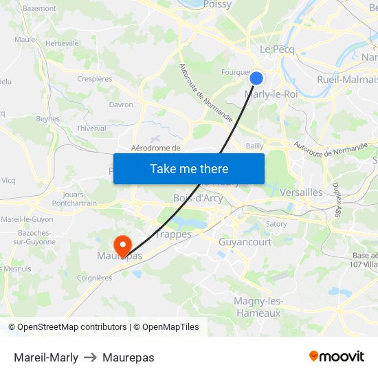Mareil-Marly to Maurepas map