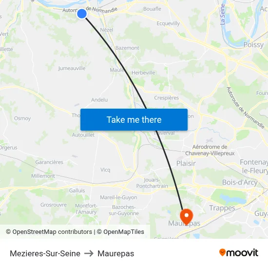 Mezieres-Sur-Seine to Maurepas map