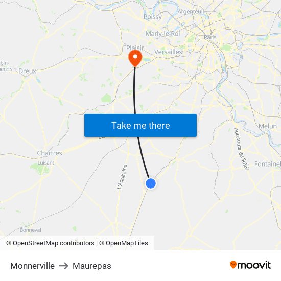 Monnerville to Maurepas map
