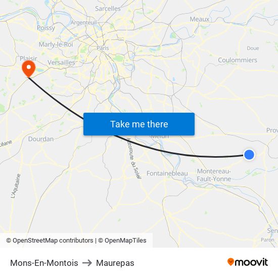 Mons-En-Montois to Maurepas map