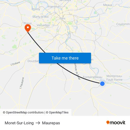 Moret-Sur-Loing to Maurepas map