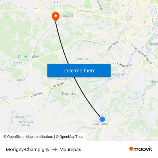 Morigny-Champigny to Maurepas map