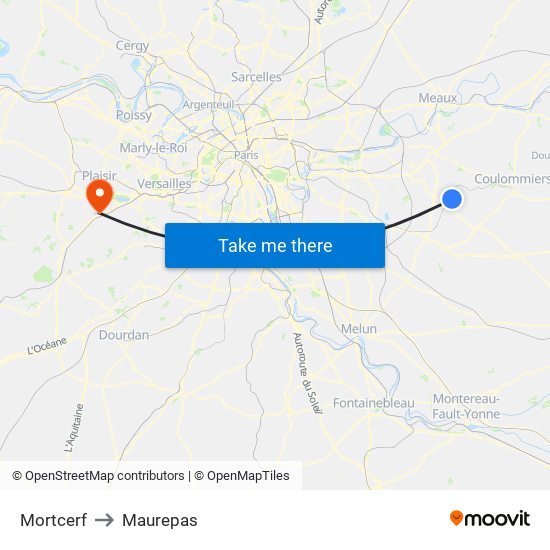 Mortcerf to Maurepas map