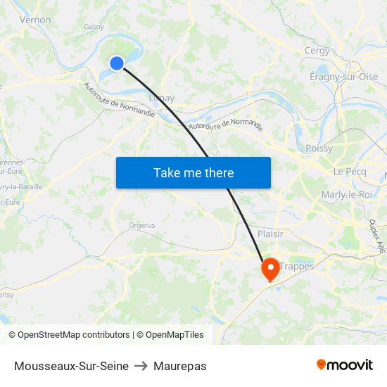 Mousseaux-Sur-Seine to Maurepas map