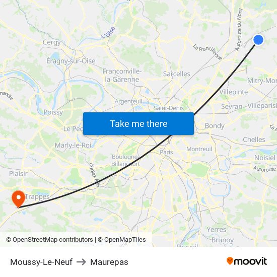 Moussy-Le-Neuf to Maurepas map