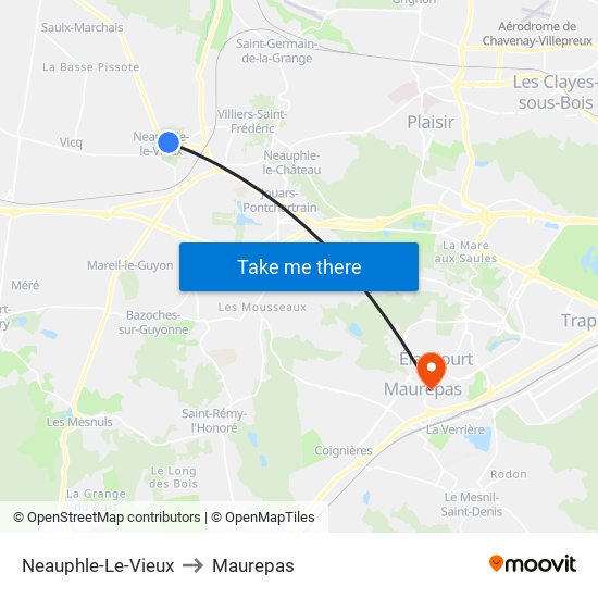 Neauphle-Le-Vieux to Maurepas map