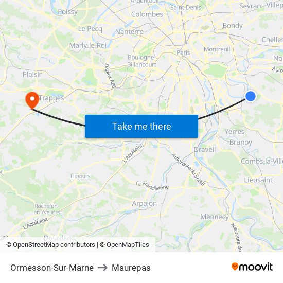 Ormesson-Sur-Marne to Maurepas map
