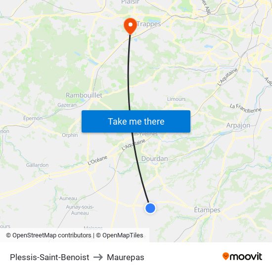 Plessis-Saint-Benoist to Maurepas map