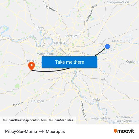 Precy-Sur-Marne to Maurepas map