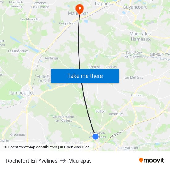 Rochefort-En-Yvelines to Maurepas map