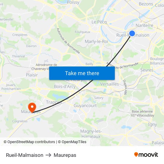 Rueil-Malmaison to Maurepas map