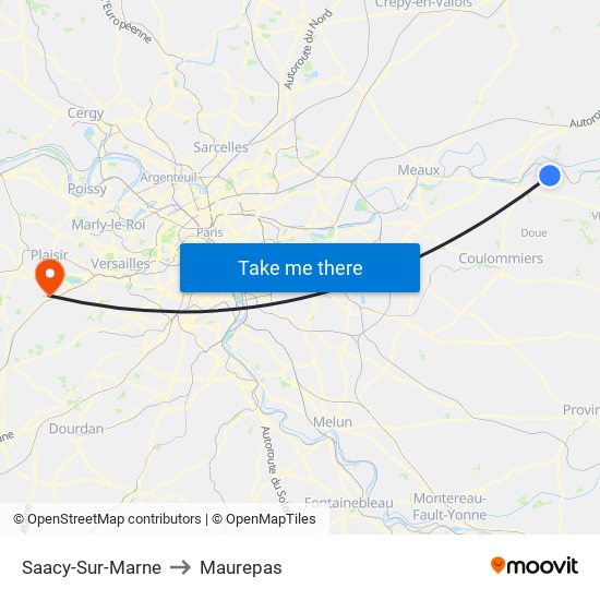 Saacy-Sur-Marne to Maurepas map