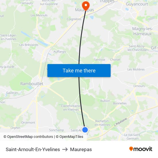 Saint-Arnoult-En-Yvelines to Maurepas map