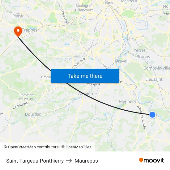 Saint-Fargeau-Ponthierry to Maurepas map