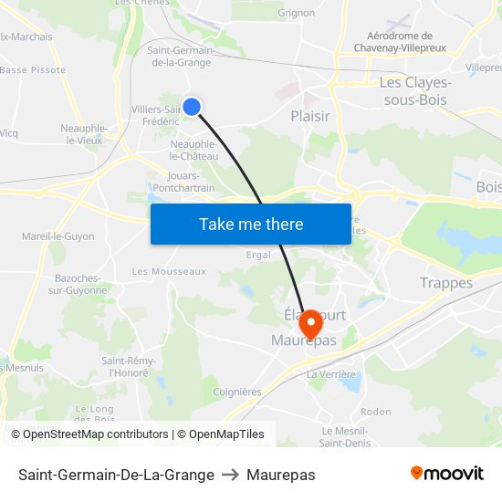 Saint-Germain-De-La-Grange to Maurepas map