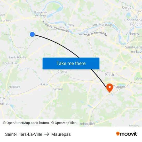 Saint-Illiers-La-Ville to Maurepas map