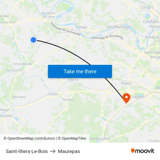 Saint-Illiers-Le-Bois to Maurepas map