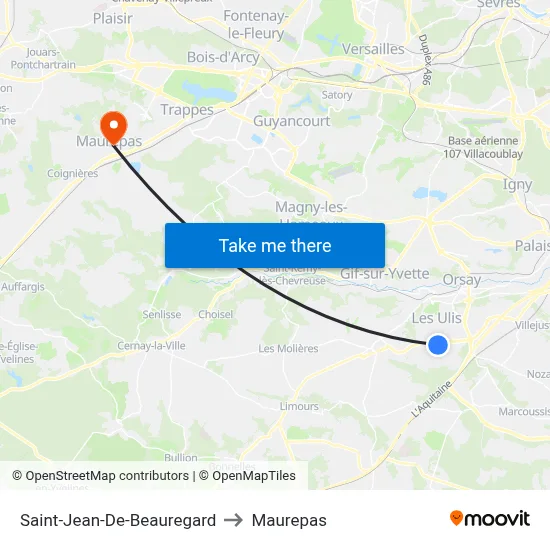 Saint-Jean-De-Beauregard to Maurepas map