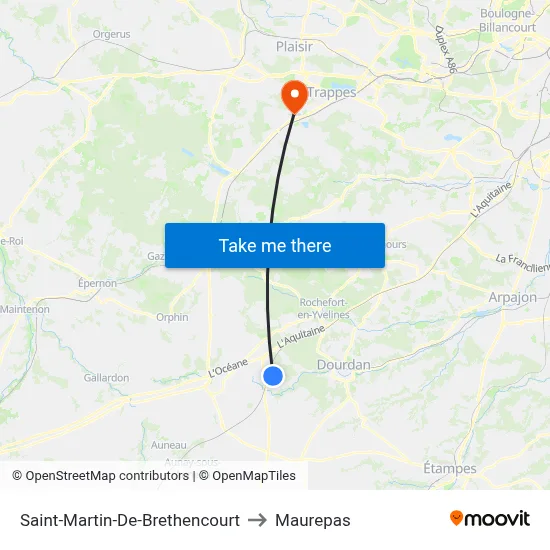 Saint-Martin-De-Brethencourt to Maurepas map