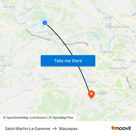 Saint-Martin-La-Garenne to Maurepas map