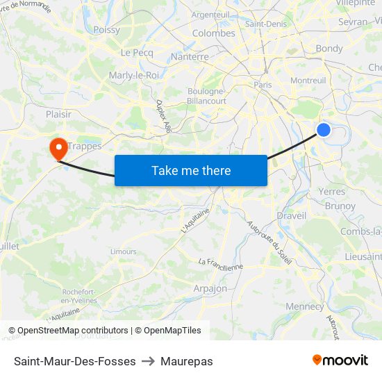 Saint-Maur-Des-Fosses to Maurepas map