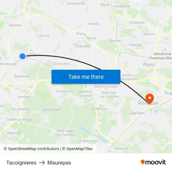 Tacoignieres to Maurepas map