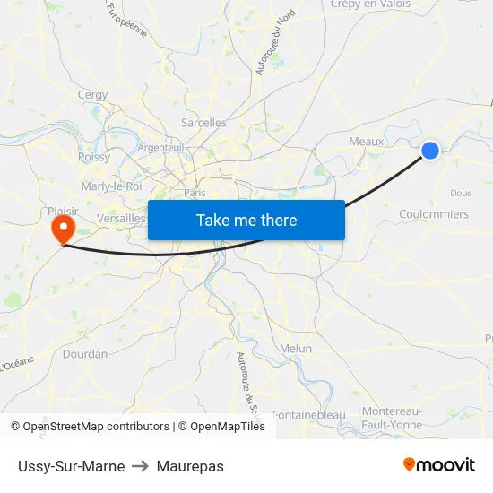 Ussy-Sur-Marne to Maurepas map