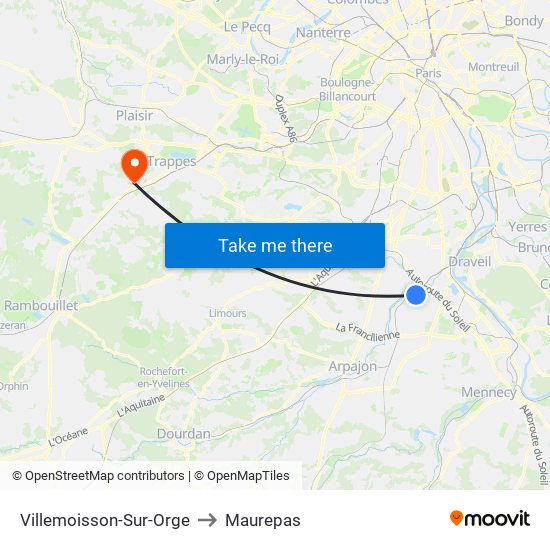 Villemoisson-Sur-Orge to Maurepas map