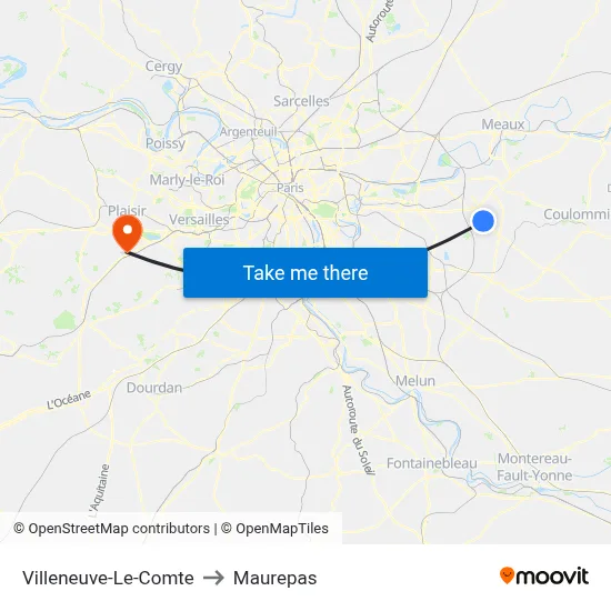 Villeneuve-Le-Comte to Maurepas map