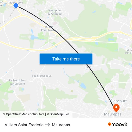 Villiers-Saint-Frederic to Maurepas map