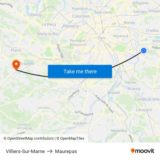 Villiers-Sur-Marne to Maurepas map