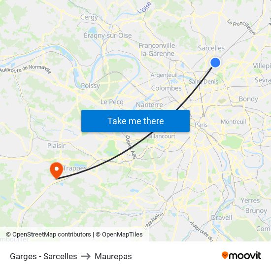 Garges - Sarcelles to Maurepas map